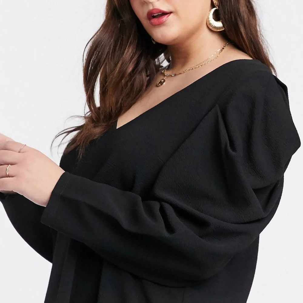 ASOS Design v-neck pleat shoulder dress - Picture 1 of 14